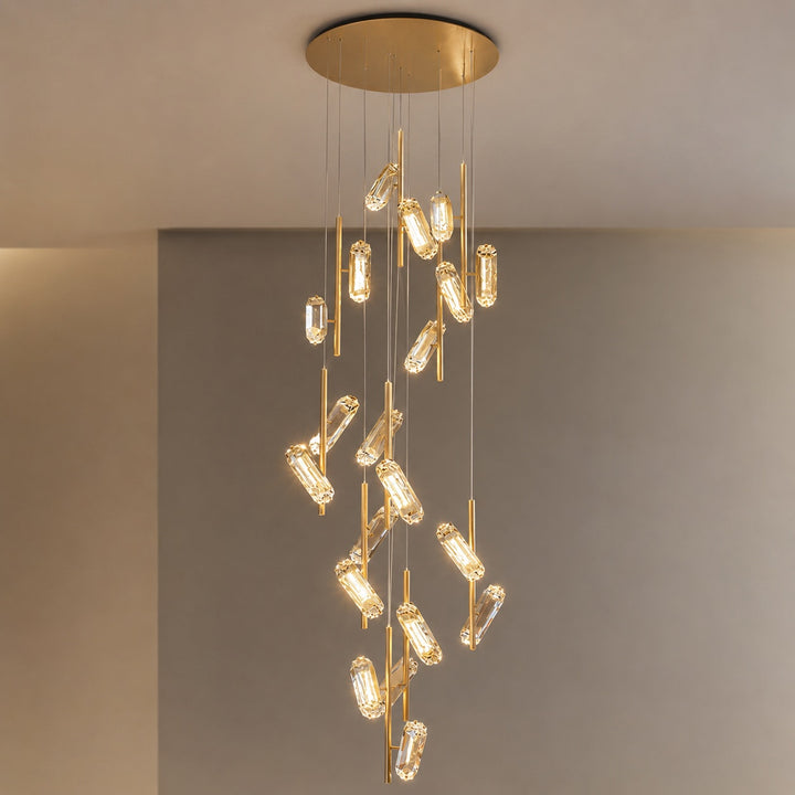 Modern Chandelier Light Adjustable Hanging Fixture Aluminum Frame Acrylic Shade 20-Light LED