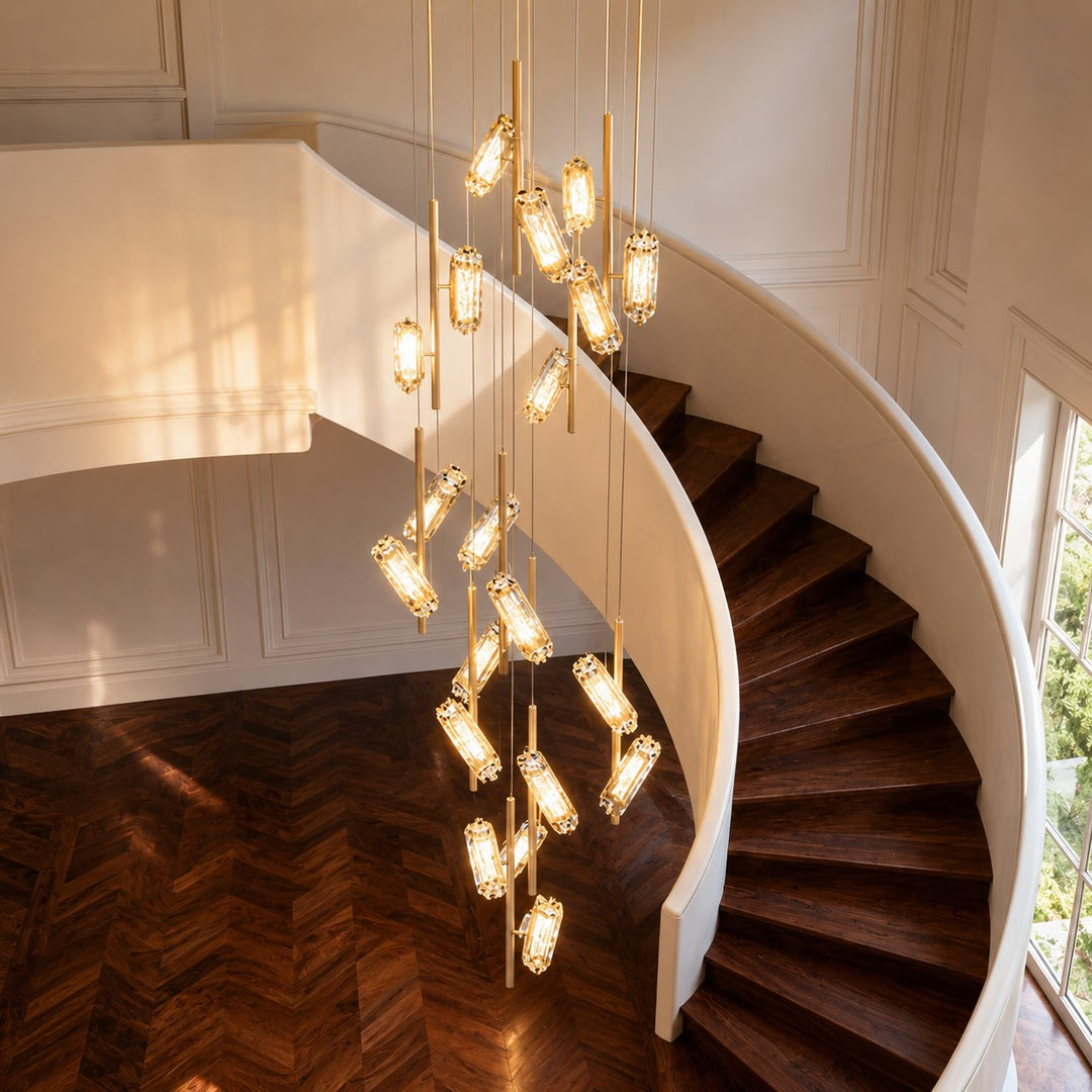 Modern Chandelier Light Adjustable Hanging Fixture Aluminum Frame Acrylic Shade 20-Light LED