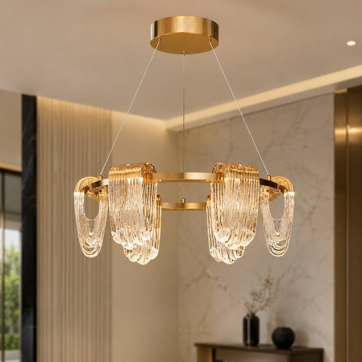Modern Circular Chandelier Light Hanging with Adjustable Chain Aluminum LED Technology