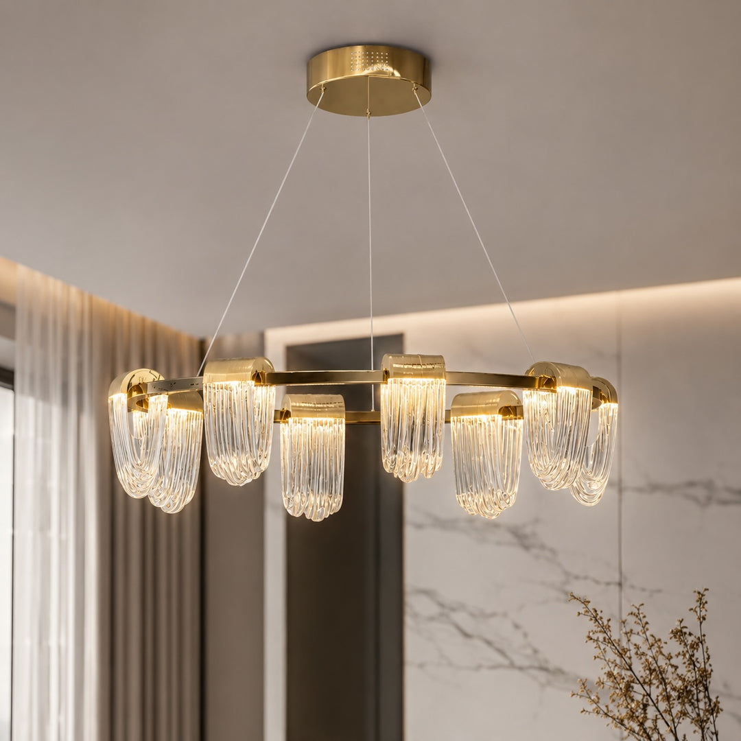 Modern Circular Chandelier Light Hanging with Adjustable Chain Aluminum LED Technology