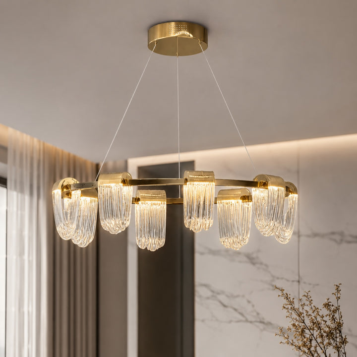 Modern Circular Chandelier Light Hanging with Adjustable Chain Aluminum LED Technology