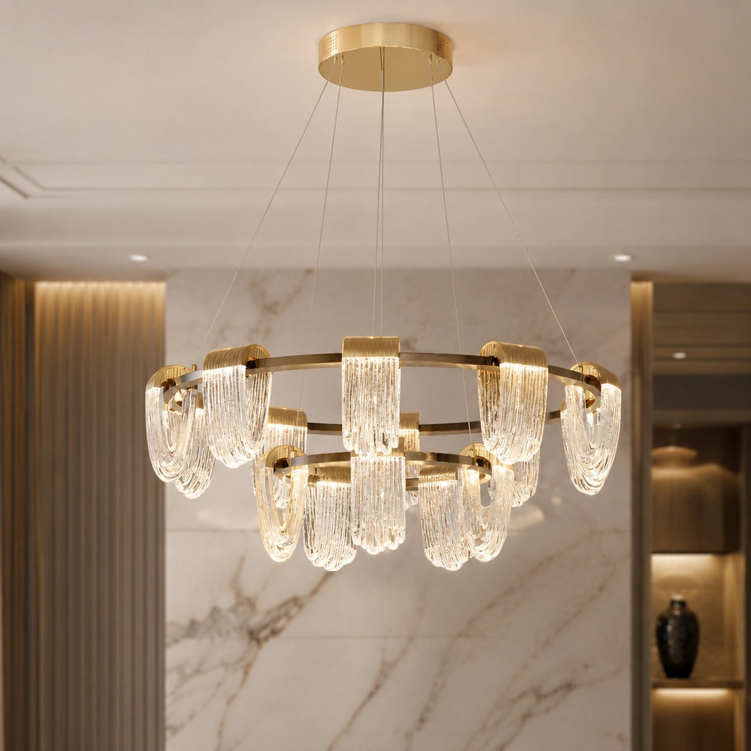 Modern Circular Chandelier Light Hanging with Adjustable Chain Aluminum LED Technology