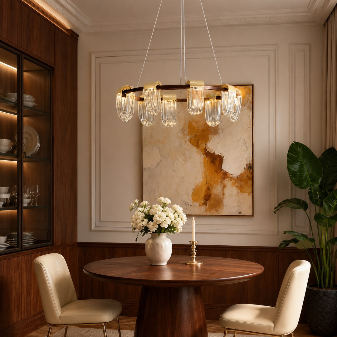 Modern Circular Chandelier Light Hanging with Adjustable Chain Aluminum LED Technology