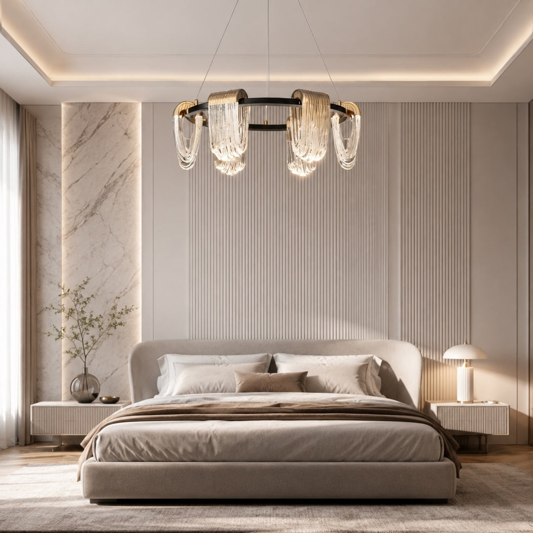 Modern Circular Chandelier Light Hanging with Adjustable Chain Aluminum LED Technology