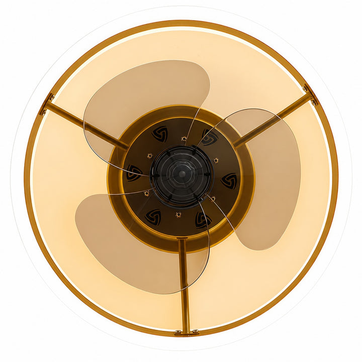 Modern Gold Flush Mount Ceiling Fan with Dimmable LED Light and ABS Blades for Home Use
