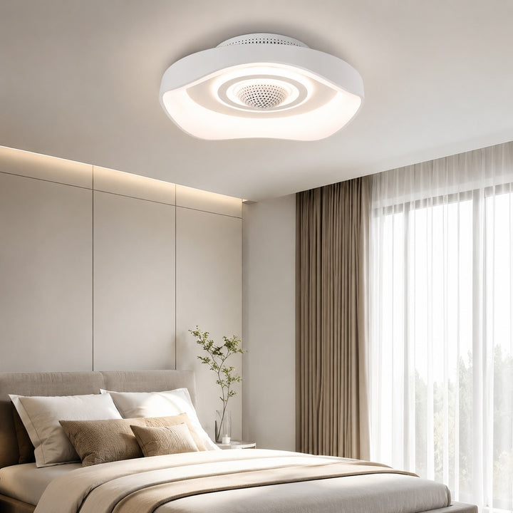 Modern Bladeless Ceiling Fan 20 Inch Flush Mount Iron with Dimmable LED Light and Adjustable Speed