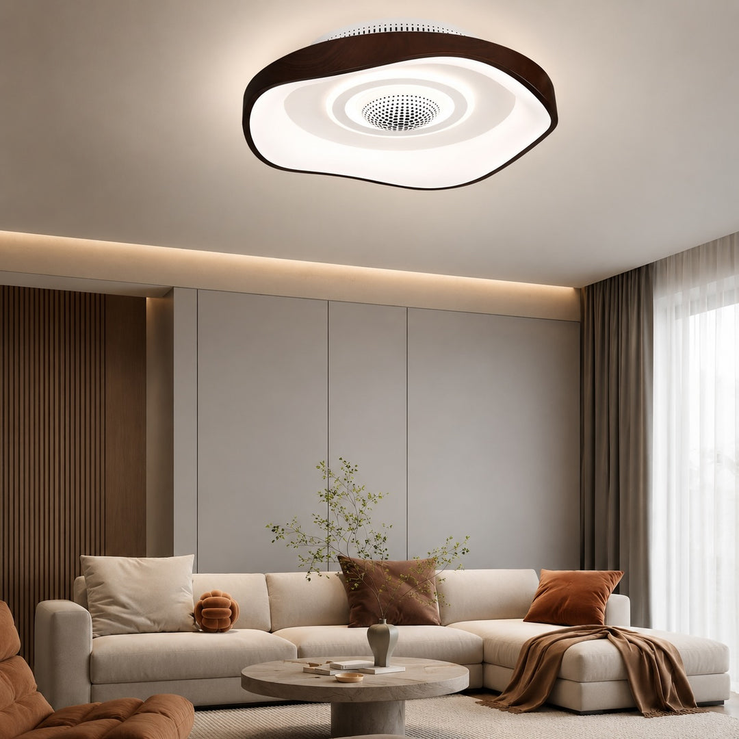 Modern Bladeless Ceiling Fan 20 Inch Flush Mount Iron with Dimmable LED Light and Adjustable Speed