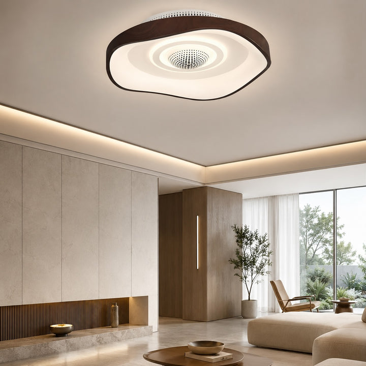 Modern Bladeless Ceiling Fan 20 Inch Flush Mount Iron with Dimmable LED Light and Adjustable Speed