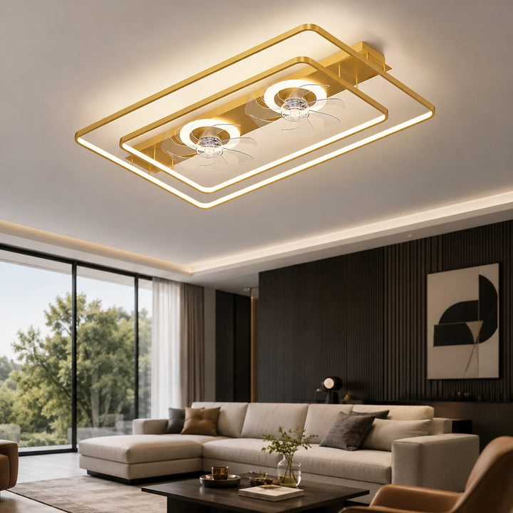 Modern Ceiling Fan Flush Mount with Iron Frame Acrylic Shade LED Dimmable for Indoor Use