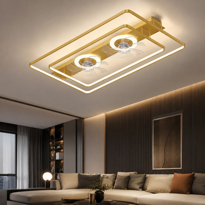 Modern Ceiling Fan Flush Mount with Iron Frame Acrylic Shade LED Dimmable for Indoor Use