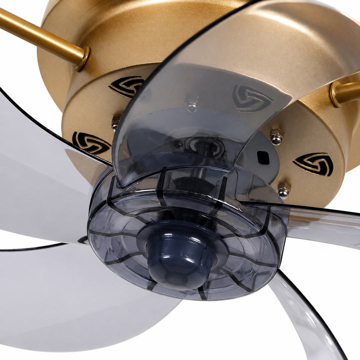 Retro Flush Mount Ceiling Fan with Lights Iron Frame Adjustable LED Color Temperature 3 Speed 1400LM