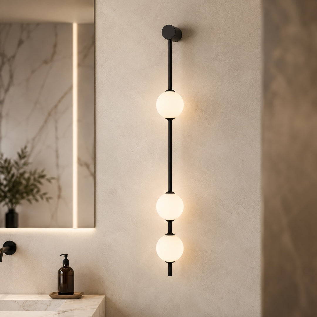 Modern Wall Light Sconce Adjustable Glass LED Fixture with Three Lights for Home Decor