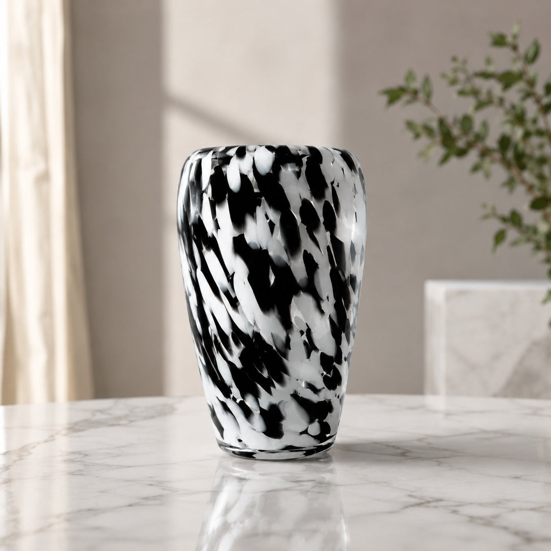 Modern Clear Glass Flower Vase Spotted Design Decorative Accent for Home Decor