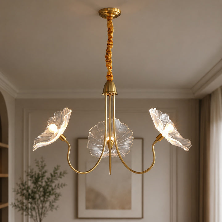 Modern Chandelier Light Adjustable Hanging Fixture Metal Frame Frosted Glass Shades E26/E27 Bulb Compatible