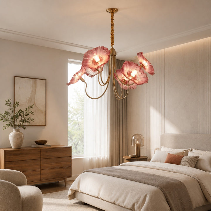 Modern Chandelier Light Adjustable Hanging Fixture Metal Frame Frosted Glass Shades E26/E27 Bulb Compatible