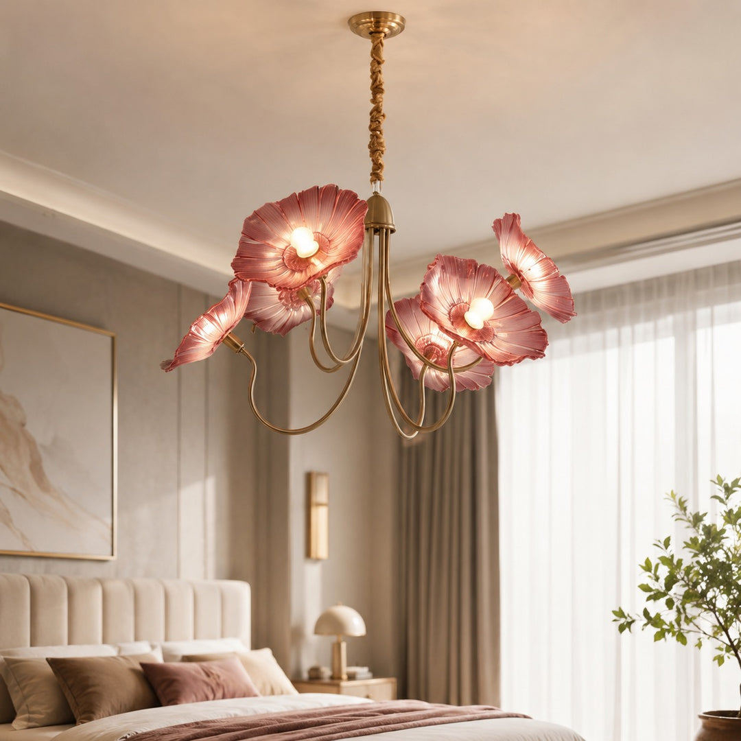 Modern Chandelier Light Adjustable Hanging Fixture Metal Frame Frosted Glass Shades E26/E27 Bulb Compatible