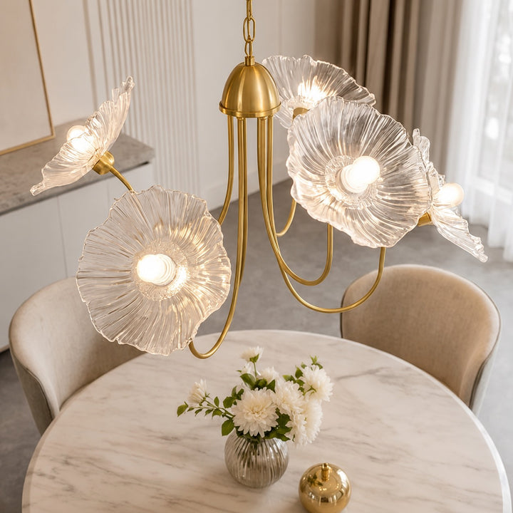 Modern Chandelier Light Adjustable Hanging Fixture Metal Frame Frosted Glass Shades E26/E27 Bulb Compatible