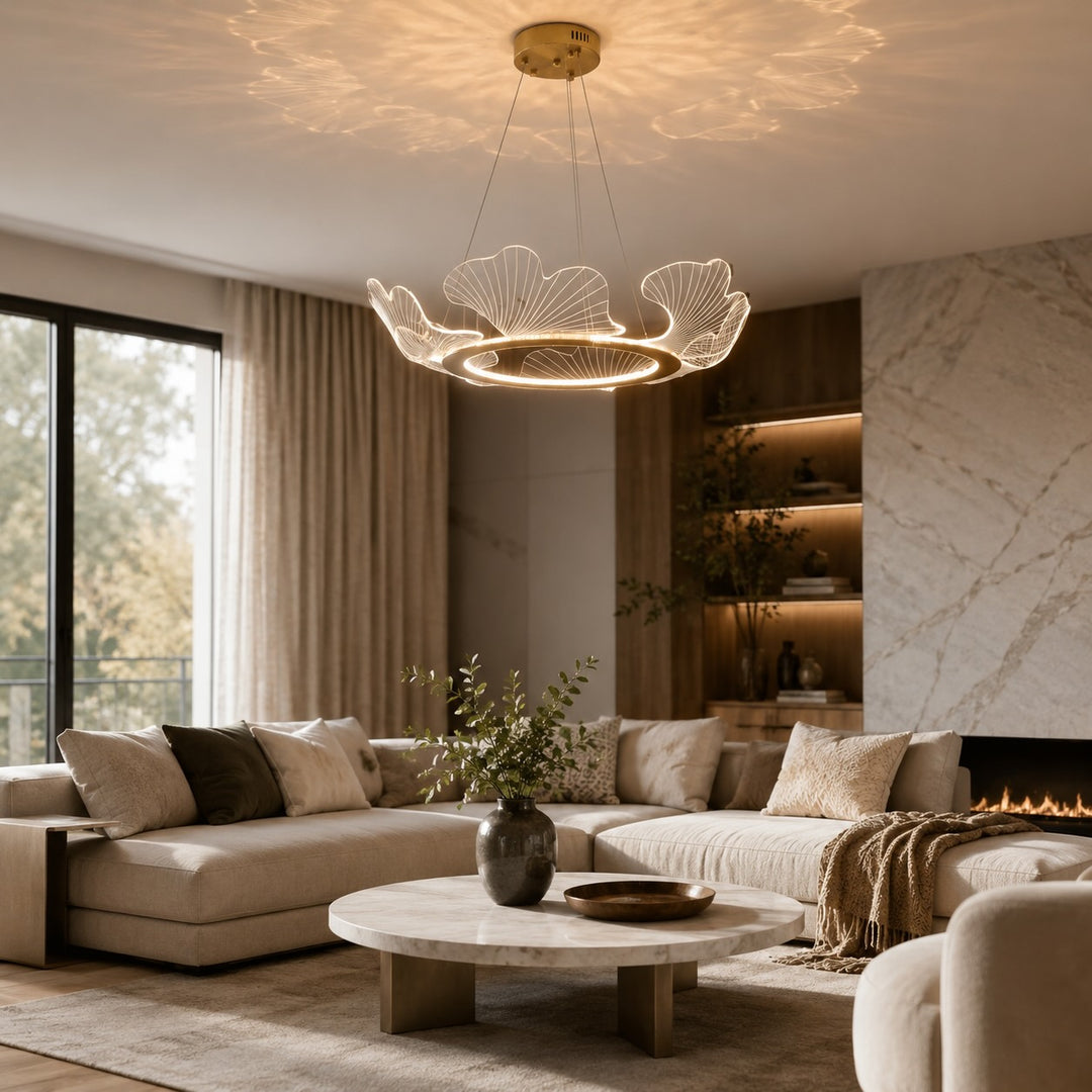 Modern Chandelier Hanging Light Adjustable Glass Shade LED 3-Light Fixture
