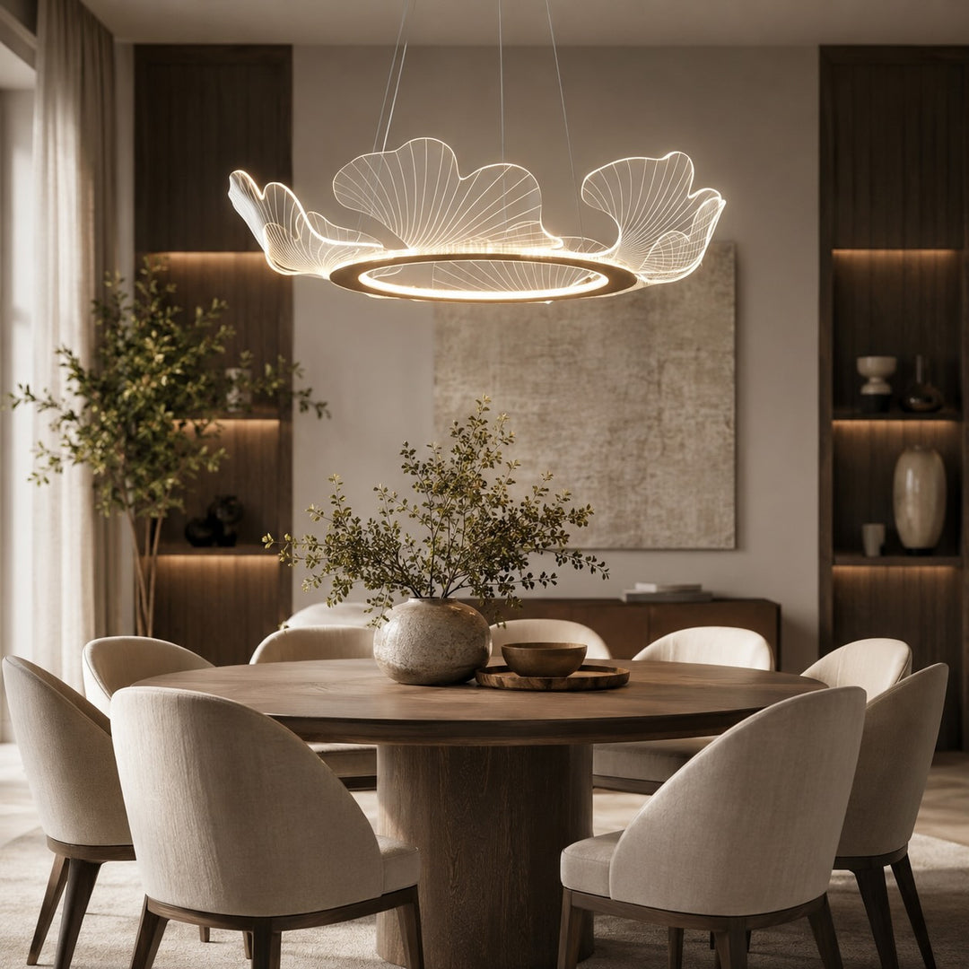 Modern Chandelier Hanging Light Adjustable Glass Shade LED 3-Light Fixture