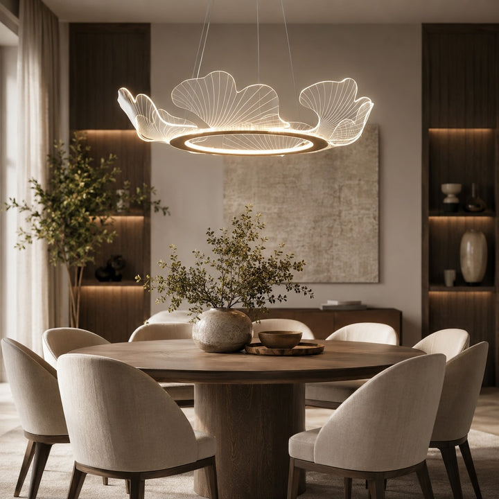 Modern Chandelier Hanging Light Adjustable Glass Shade LED 3-Light Fixture