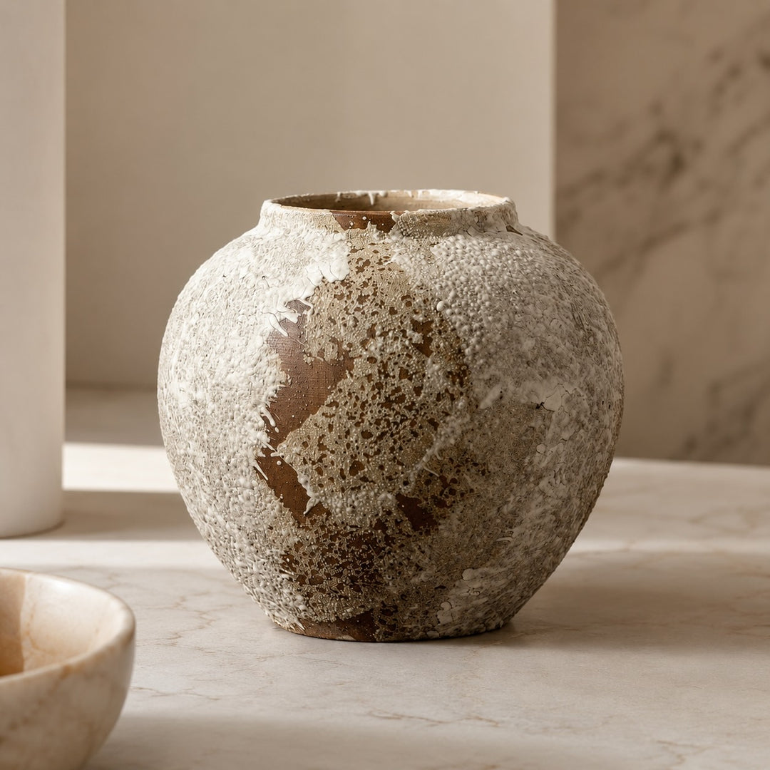 Minimalist Ceramic Vase Stone Design Decorative Home Accent for Living Room Bedroom Kitchen