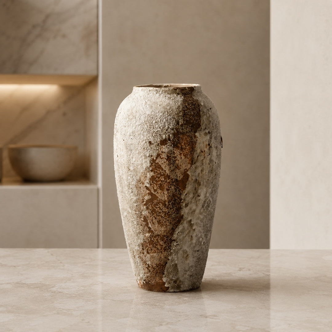 Minimalist Ceramic Vase Stone Design Decorative Home Accent for Living Room Bedroom Kitchen