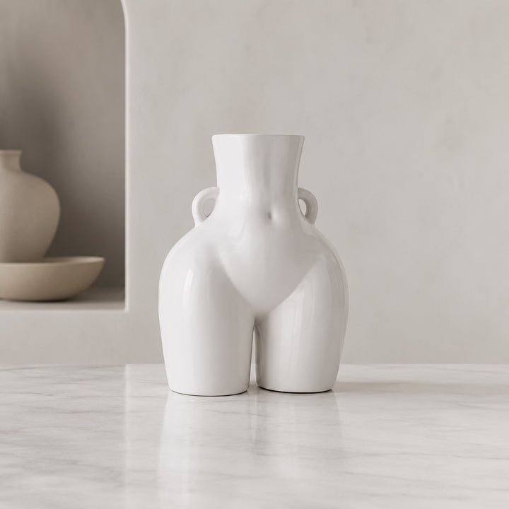 Modern Minimalist Flower Vase Eco-Friendly Ceramic Decorative Holder in Matte White and Black