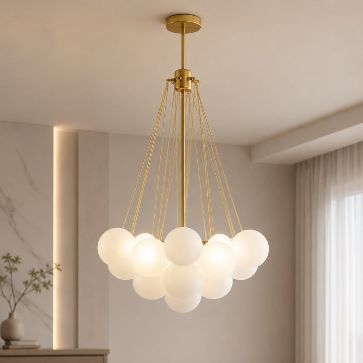 Modern Chandelier Light Hanging Fixture Adjustable Glass and Metal for Dining Room