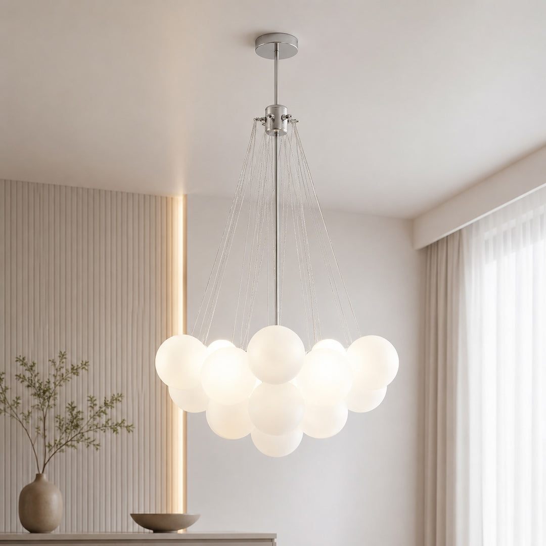 Modern Chandelier Light Hanging Fixture Adjustable Glass and Metal for Dining Room