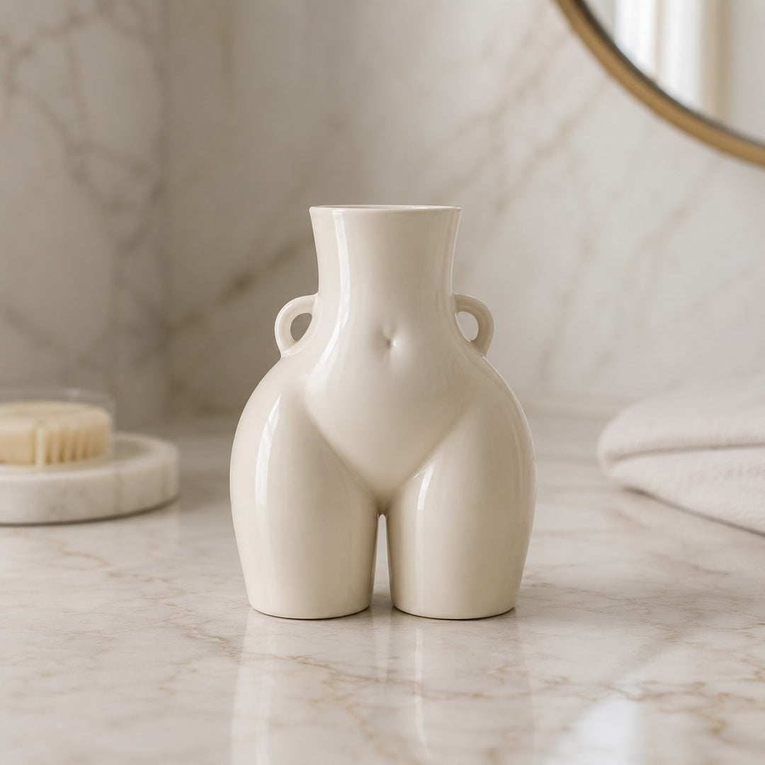 Modern Minimalist Flower Vase Eco-Friendly Ceramic Decorative Holder in Matte White and Black