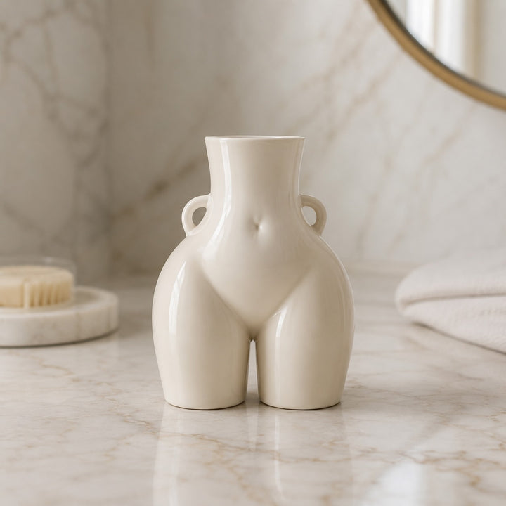 Modern Minimalist Flower Vase Eco-Friendly Ceramic Decorative Holder in Matte White and Black