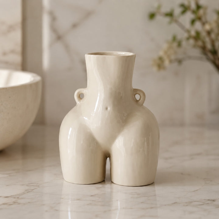 Modern Minimalist Flower Vase Eco-Friendly Ceramic Decorative Holder in Matte White and Black