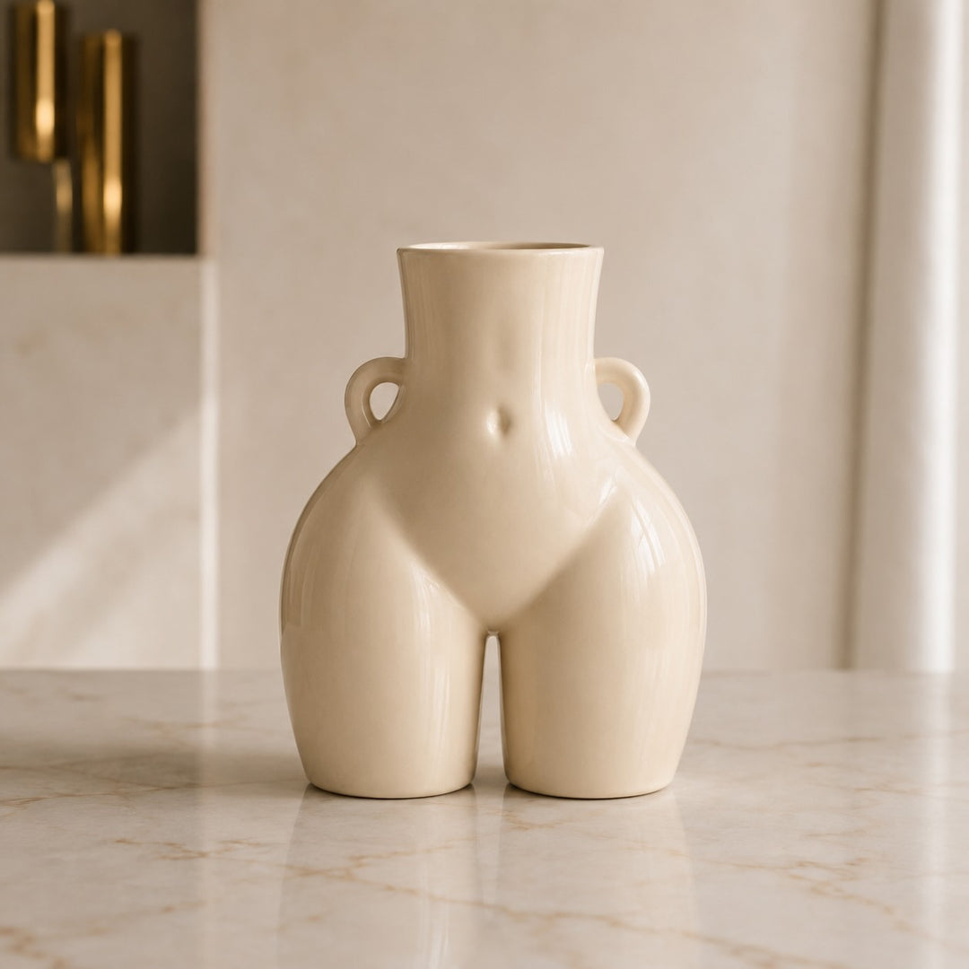 Modern Minimalist Flower Vase Eco-Friendly Ceramic Decorative Holder in Matte White and Black