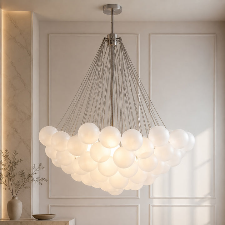 Modern Chandelier Light Hanging Fixture Adjustable Glass and Metal for Dining Room