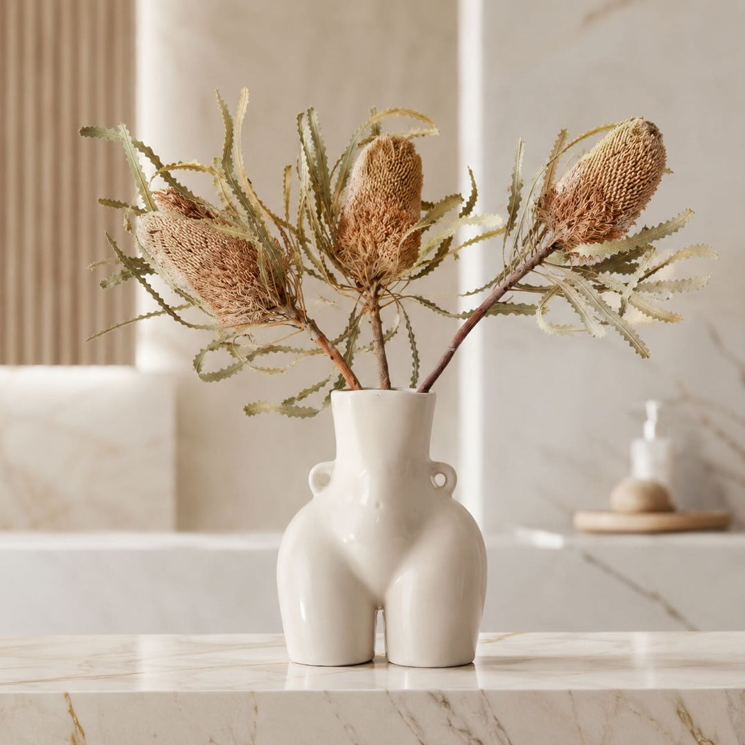 Modern Minimalist Flower Vase Eco-Friendly Ceramic Decorative Holder in Matte White and Black