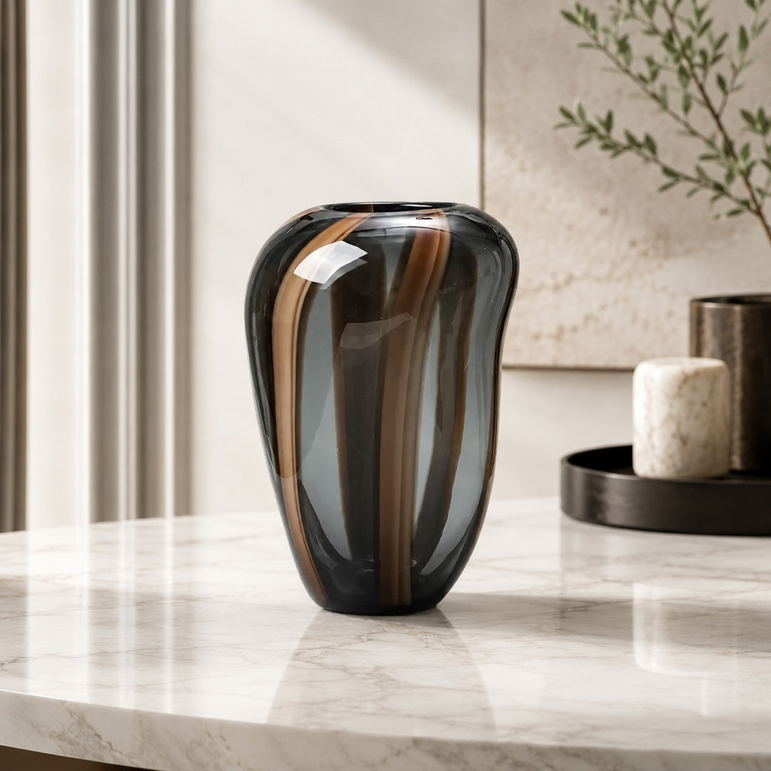 Modern Glass Flower Vase Striped Design for Fresh Flowers Hydroponic Plants