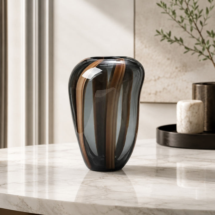 Modern Glass Flower Vase Striped Design for Fresh Flowers Hydroponic Plants