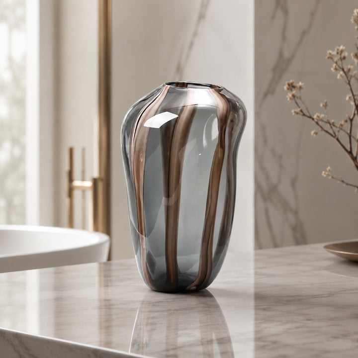 Modern Glass Flower Vase Striped Design for Fresh Flowers Hydroponic Plants