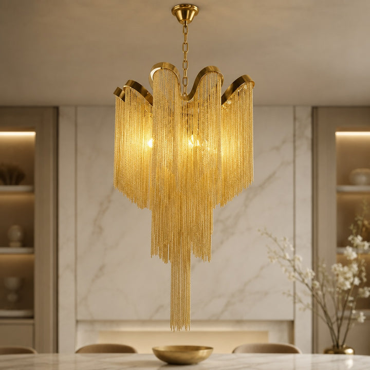 Modern Chandelier Light Metal Hanging Fixture E14 Socket for Dining and Indoor Spaces