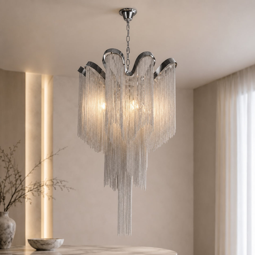 Modern Chandelier Light Metal Hanging Fixture E14 Socket for Dining and Indoor Spaces