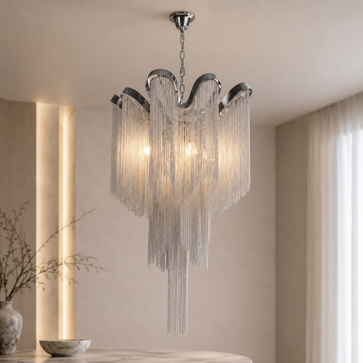 Modern Chandelier Light Metal Hanging Fixture E14 Socket for Dining and Indoor Spaces