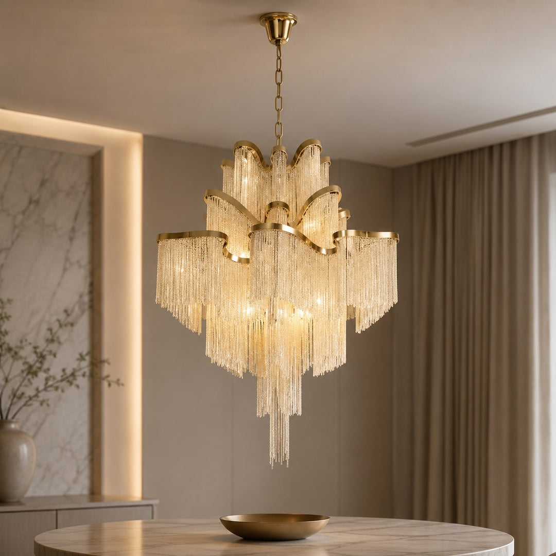 Modern Chandelier Light Metal Hanging Fixture E14 Socket for Dining and Indoor Spaces