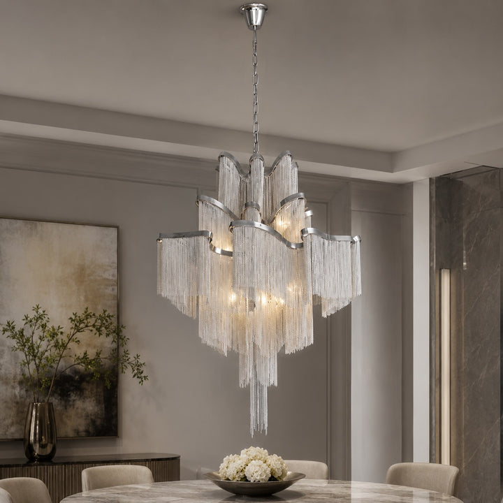 Modern Chandelier Light Metal Hanging Fixture E14 Socket for Dining and Indoor Spaces