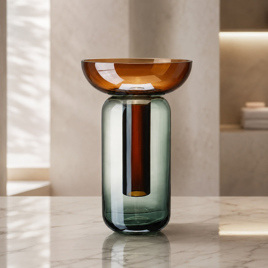 Modern Glass Vase Detachable Structure for Hydroponic Plants and Decorative Displays 25x12.5cm