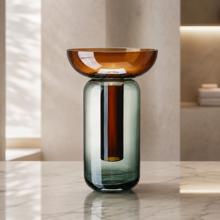 Modern Glass Vase Detachable Structure for Hydroponic Plants and Decorative Displays 25x12.5cm