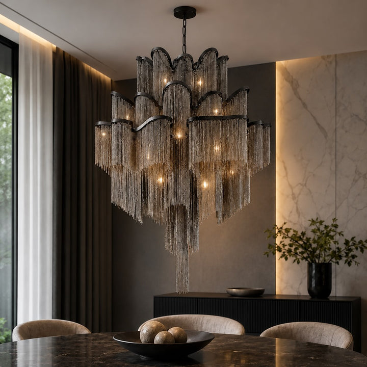 Modern Chandelier Light Metal Hanging Fixture E14 Socket for Dining and Indoor Spaces