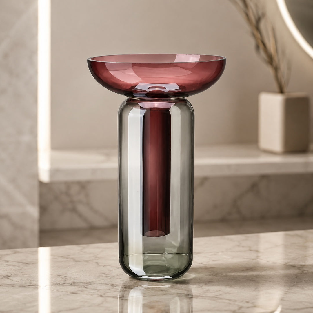 Modern Glass Vase Detachable Structure for Hydroponic Plants and Decorative Displays 25x12.5cm