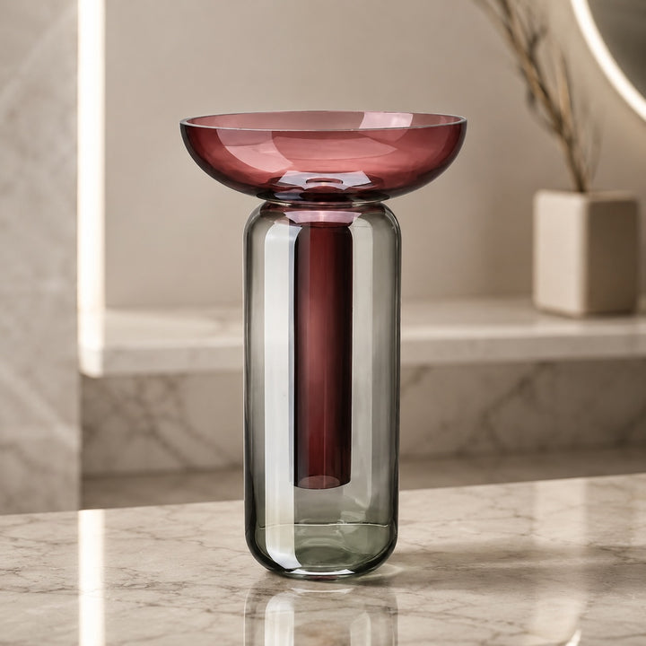 Modern Glass Vase Detachable Structure for Hydroponic Plants and Decorative Displays 25x12.5cm