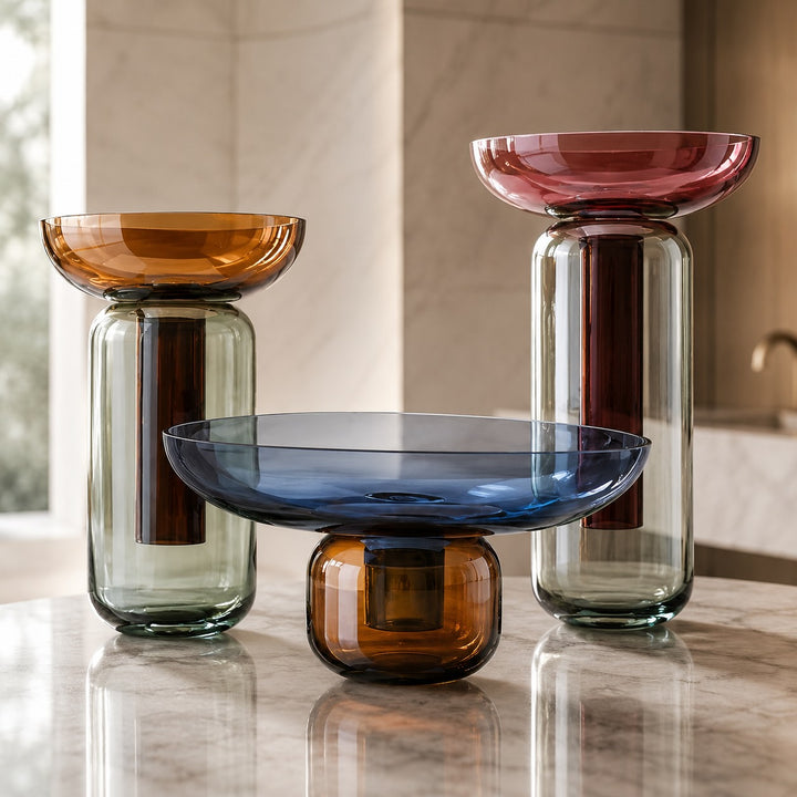 Modern Glass Vase Detachable Structure for Hydroponic Plants and Decorative Displays 25x12.5cm