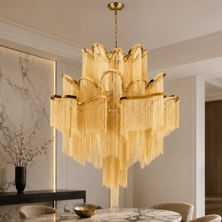 Modern Chandelier Light Metal Hanging Fixture E14 Socket for Dining and Indoor Spaces